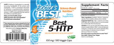 Photo of the Doctor's Best Best 5-HTP 100 mg label