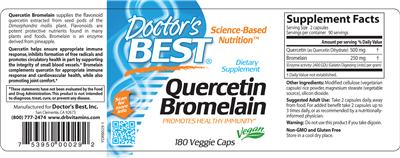 Photo of the Doctor's Best Quercetin Bromelain label