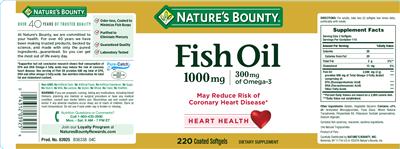 Photo of the Nature's Bounty Fish Oil 1000 mg label