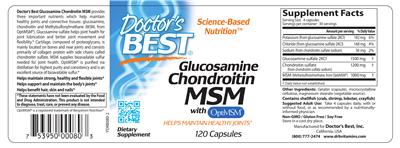 Photo of the Doctor's Best Glucosamine Chondroitin MSM label