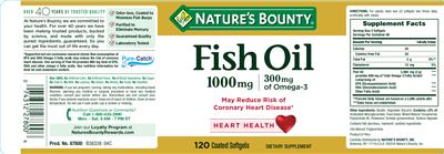 Photo of the Nature's Bounty Fish Oil 1000 mg / 300 mg Of Omega-3 label