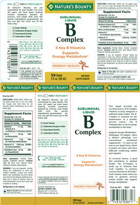 Photo of the Nature's Bounty Sublingual Liquid B Complex label