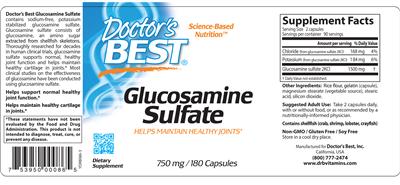 Photo of the Doctor's Best Glucosamine Sulfate label