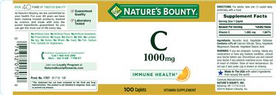 Photo of the Nature's Bounty C 1000 mg label