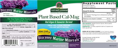 Photo of the Nature's Answer Plant Based Cal-Mag 500/250 mg label