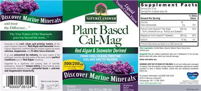Photo of the Nature's Answer Plant Based Cal-Mag 500/250 mg Liquid Vanilla Cream Flavor label
