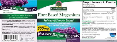 Photo of the Nature's Answer Plant Based Magnesium 500 mg label