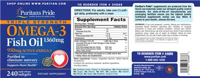 Triple Strength Omega-3 Fish Oil 1360 mg