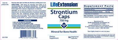Photo of the Life Extension Strontium Caps 750 mg label