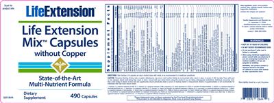 Photo of the Life Extension Life Extension Mix Capsules Without Copper label