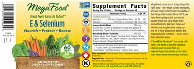 Photo of the MegaFood E & Selenium label