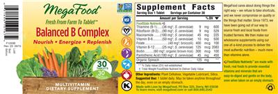 Photo of the MegaFood Balanced B Complex label