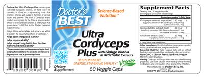 Photo of the Doctor's Best Ultra Cordyceps Plus label