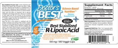 Photo of the Doctor's Best Best Stabilized R-Lipoic Acid label