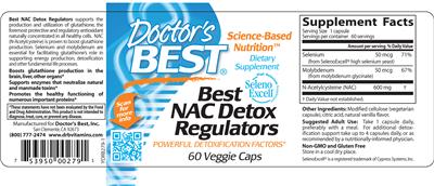 Photo of the Doctor's Best Best NAC Detox Regulators label