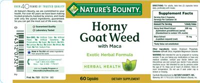 Photo of the Nature's Bounty Horny Goat Weed With Maca label