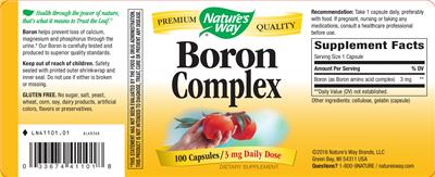 Photo of the Nature's Way Boron Complex 3 mg label