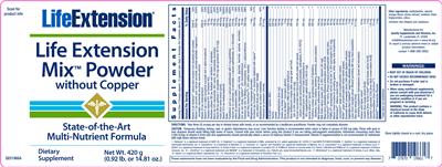 Photo of the Life Extension Life Extension Mix Powder Without Copper label