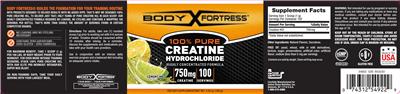 Photo of the Body Fortress 100% Pure Creatine Hydrochloride 750 mg Lemon Lime label