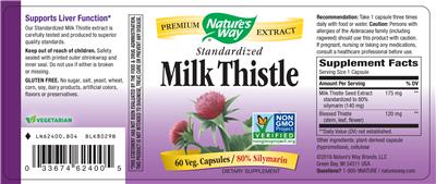 Photo of the Nature's Way Standardized Milk Thistle label