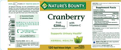 Photo of the Nature's Bounty Cranberry With Vitamin C label