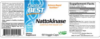 Photo of the Doctor's Best Nattokinase label