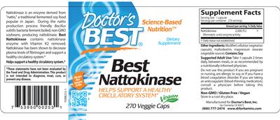 Photo of the Doctor's Best Best Nattokinase label