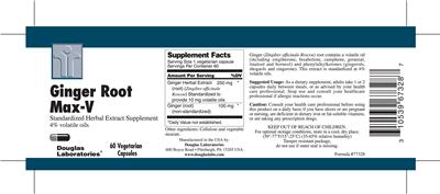 Photo of the Douglas Laboratories Ginger Root Max-V label
