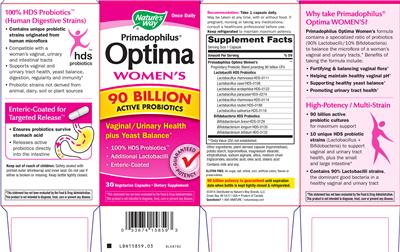 Photo of the Nature's Way Primadophilus Optima Women's label