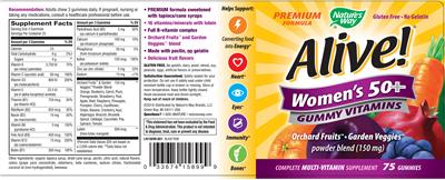 Photo of the Nature's Way Alive! Women's 50+ Gummy Vitamins label
