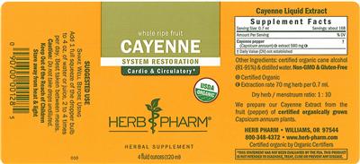 Photo of the Herb Pharm Cayenne label