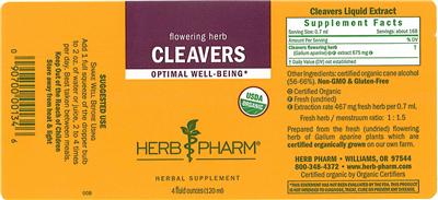 Photo of the Herb Pharm Cleavers label