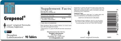 Photo of the Douglas Laboratories Grapenol label