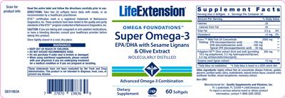Photo of the Life Extension Super Omega-3 label