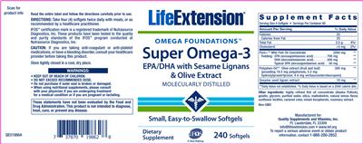 Photo of the Life Extension Super Omega-3 label