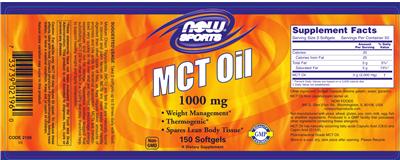 Photo of the NOW Sports MCT Oil 1000 mg label