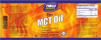 Photo of the NOW Sports MCT Oil label
