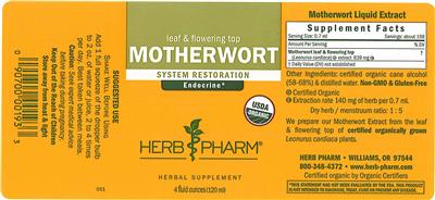 Photo of the Herb Pharm Motherwort label