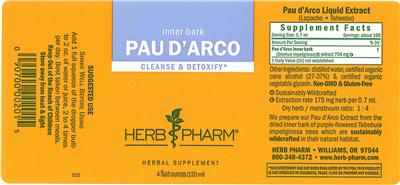Photo of the Herb Pharm Pau d'Arco label