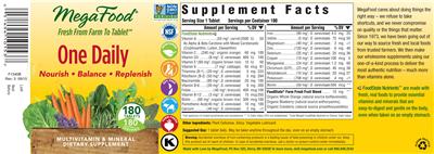 Photo of the MegaFood One Daily label