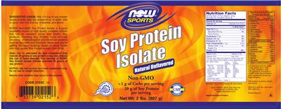 Photo of the NOW Sports Soy Protein Isolate Natural Unflavored label
