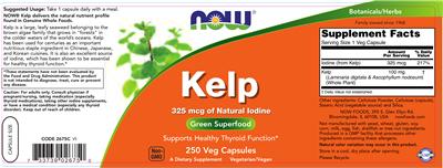 Photo of the NOW Kelp label
