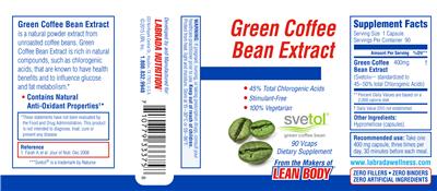 Photo of the Labrada Nutrition Green Coffee Bean Extract label
