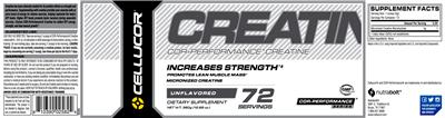 Photo of the Cellucor COR-Performance Creatine Unflavored label