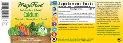 Photo of the MegaFood Calcium label