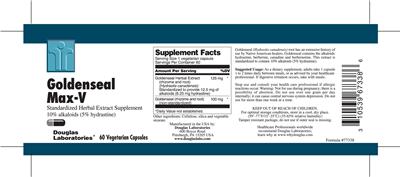 Photo of the Douglas Laboratories Goldenseal Max-V label