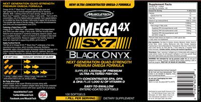 Photo of the MuscleTech Omega 4X SX-7 Black Onyx label
