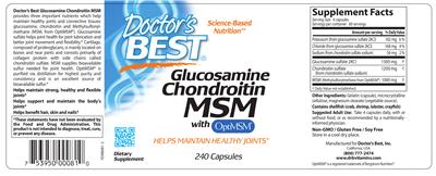 Photo of the Doctor's Best Glucosamine Chondroitin MSM label