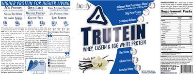 Photo of the Body Nutrition Trutein Vanilla Bean label