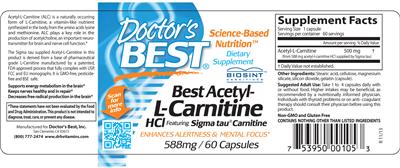 Photo of the Doctor's Best Best Acetyl-L-Carnitine HCl label